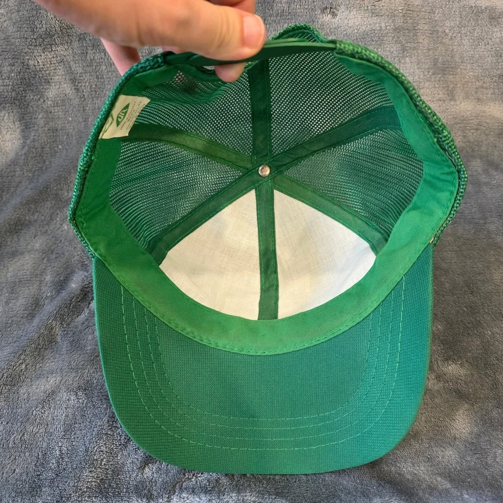 Vintage Garmisch Germany Ski Resort Trucker Hat Green Mesh Snapback Crest Cap